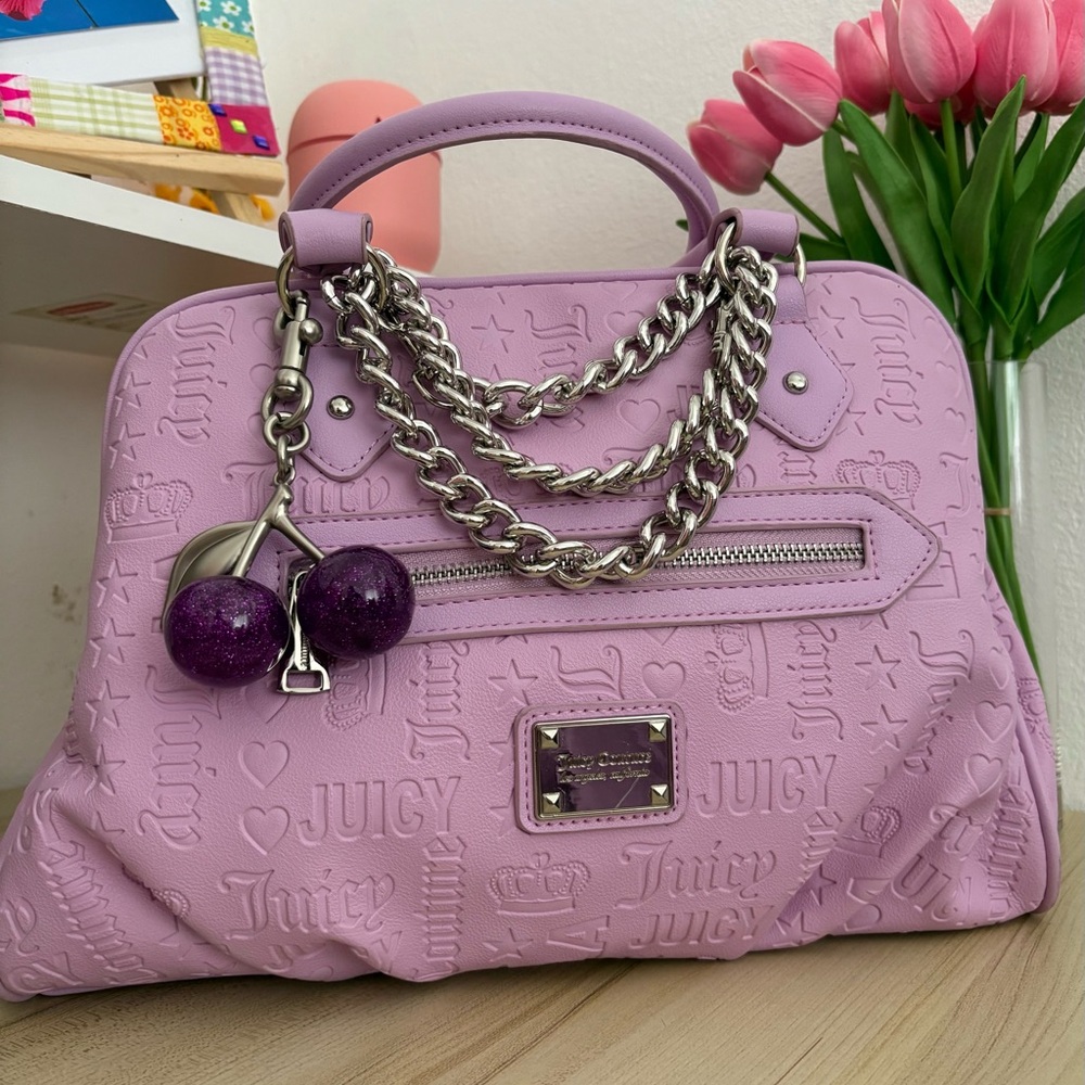 Juicy Couture Purple Satchel with Embossed Texture